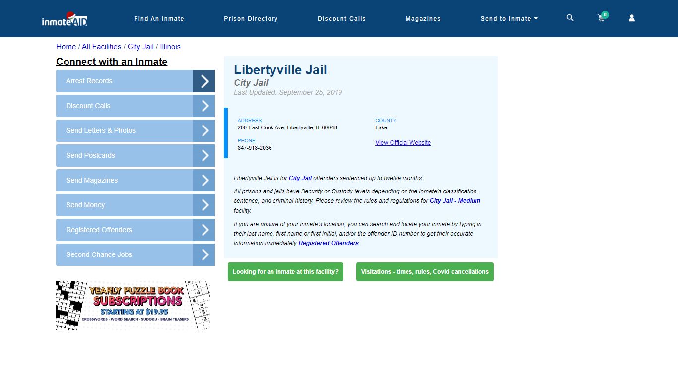 Libertyville Jail | Inmate Locator